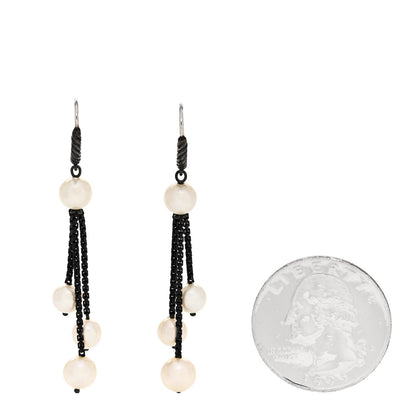 David Yurman Darkened Sterling Silver Pearl Drop Earrings 2 of 4