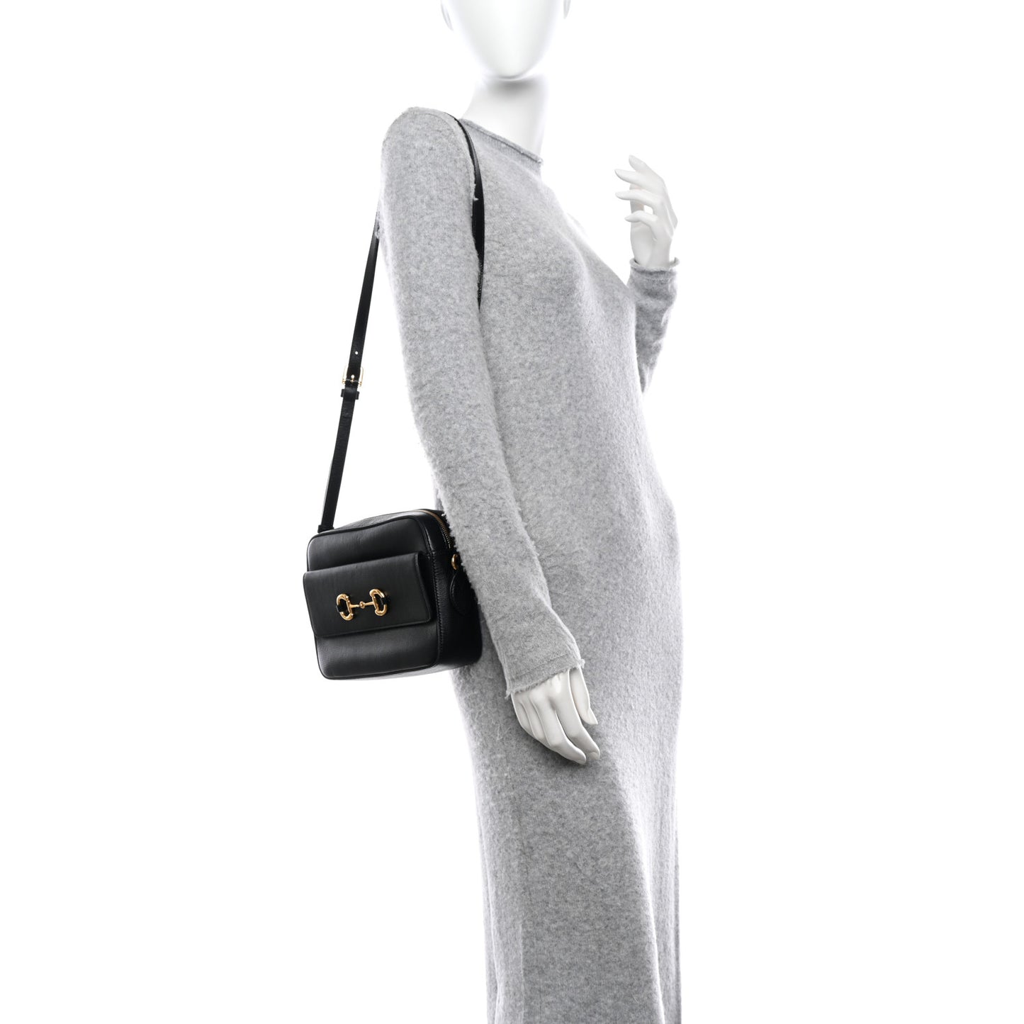 Textured Calfskin Small Horsebit 1955 Shoulder Bag Black