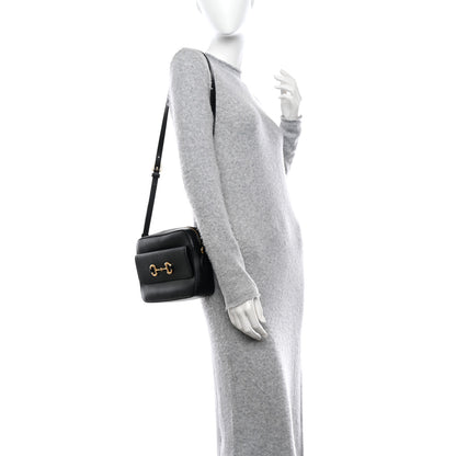 Gucci Textured Calfskin Small Horsebit 1955 Shoulder Bag Black 2 of 10