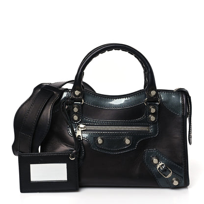 Balenciaga Smooth Calfskin Metallic Patent Giant 12 Silver Hardware Mini City Black Gris 1 of 9