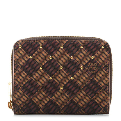 Louis Vuitton Damier Ebene Studded Zippy Coin Purse Rose Ballerine 1 of 8