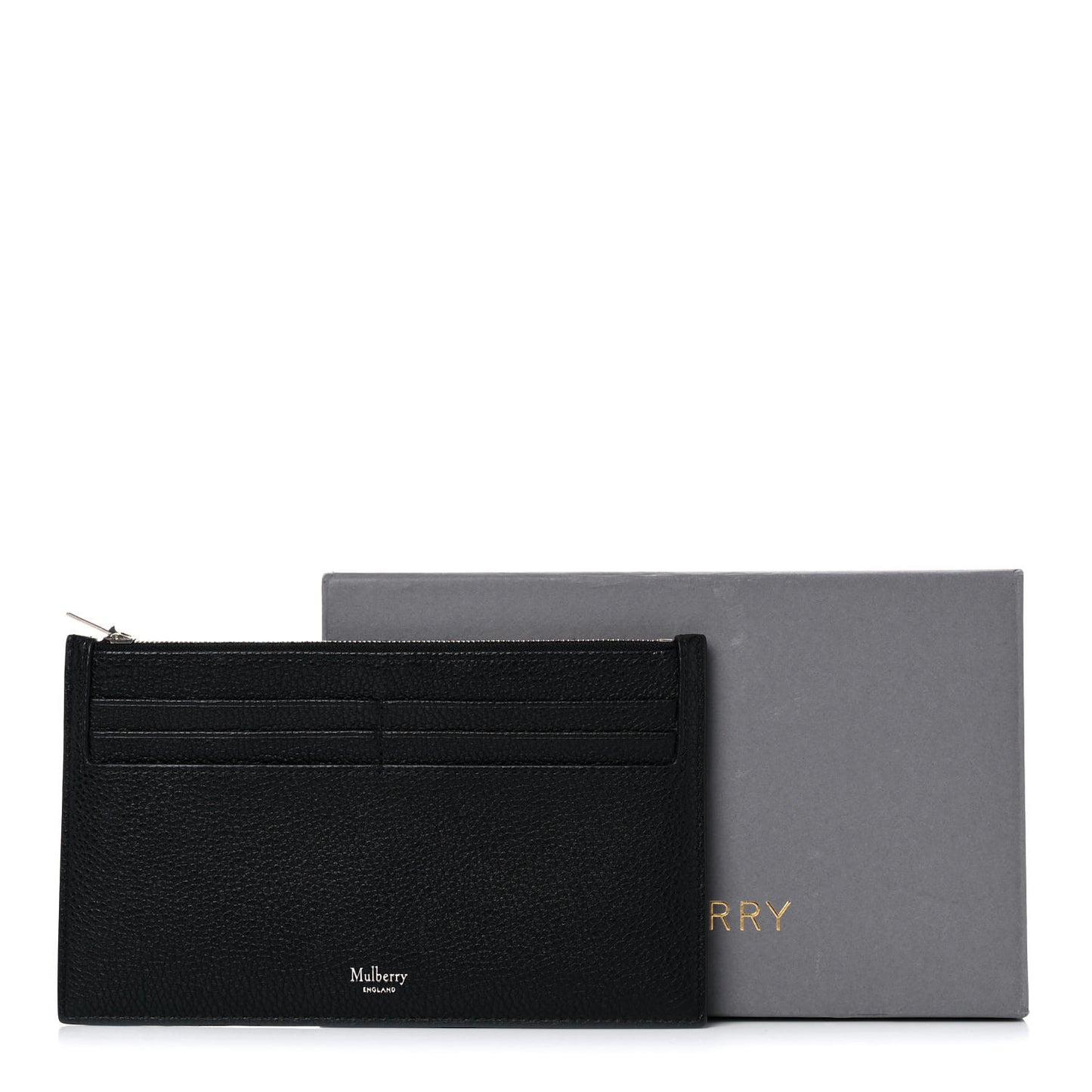 Classic Grain Zipped Travel Card Holder Black