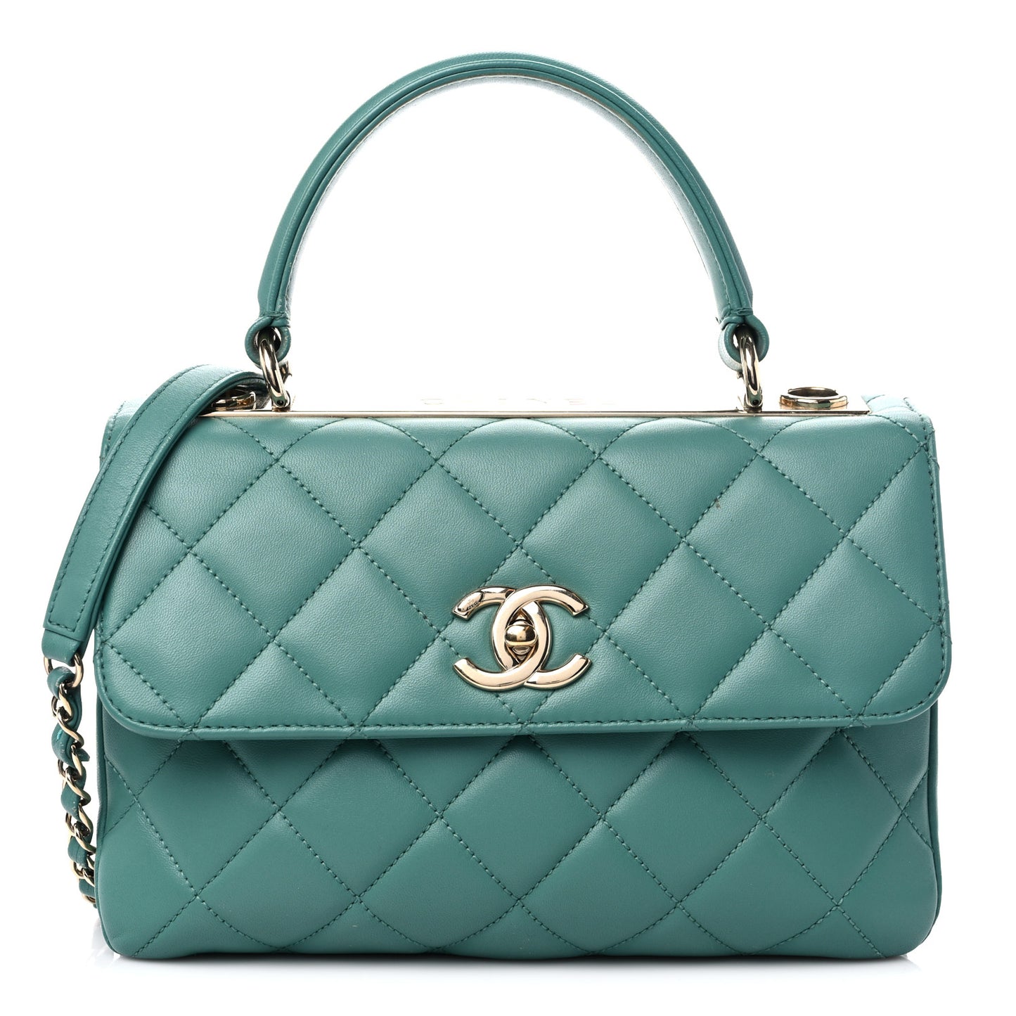 Lambskin Quilted Small Trendy CC Flap Dual Handle Bag Light Green