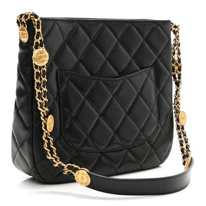 Chanel Caviar Quilted Twist Your Buttons Hobo Black 3 of 11