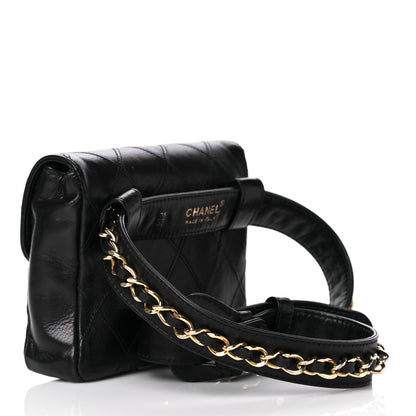 Chanel Lambskin Diamond Stitched Flap Waist Belt Bag 75 30 Black 3 of 18
