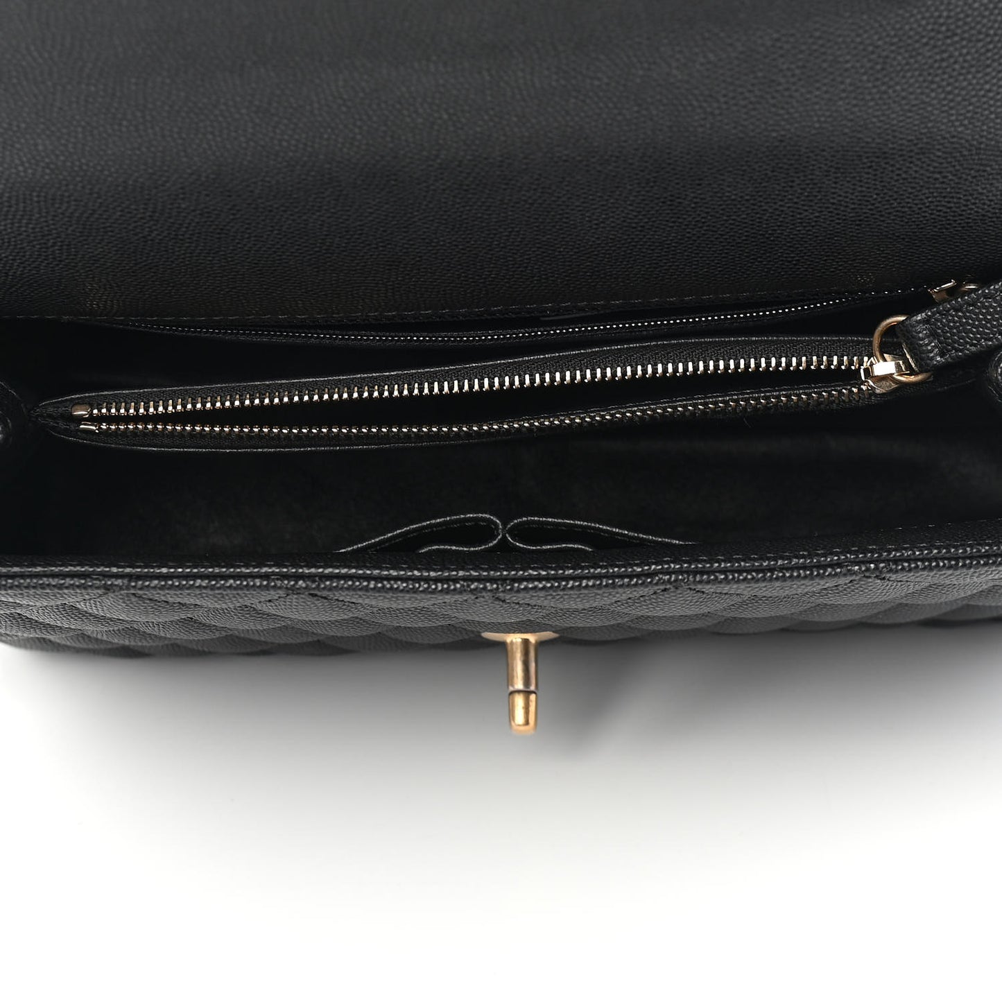 Caviar Lizard Quilted Small Coco Handle Flap Black