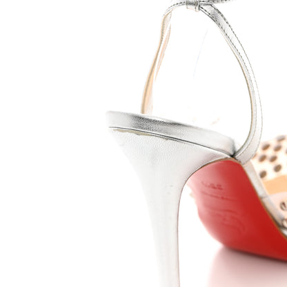 Christian Louboutin Nappa PVC Spiked St Jeannette 120 Peep Toe Pumps 35.5 Silver 9 of 10
