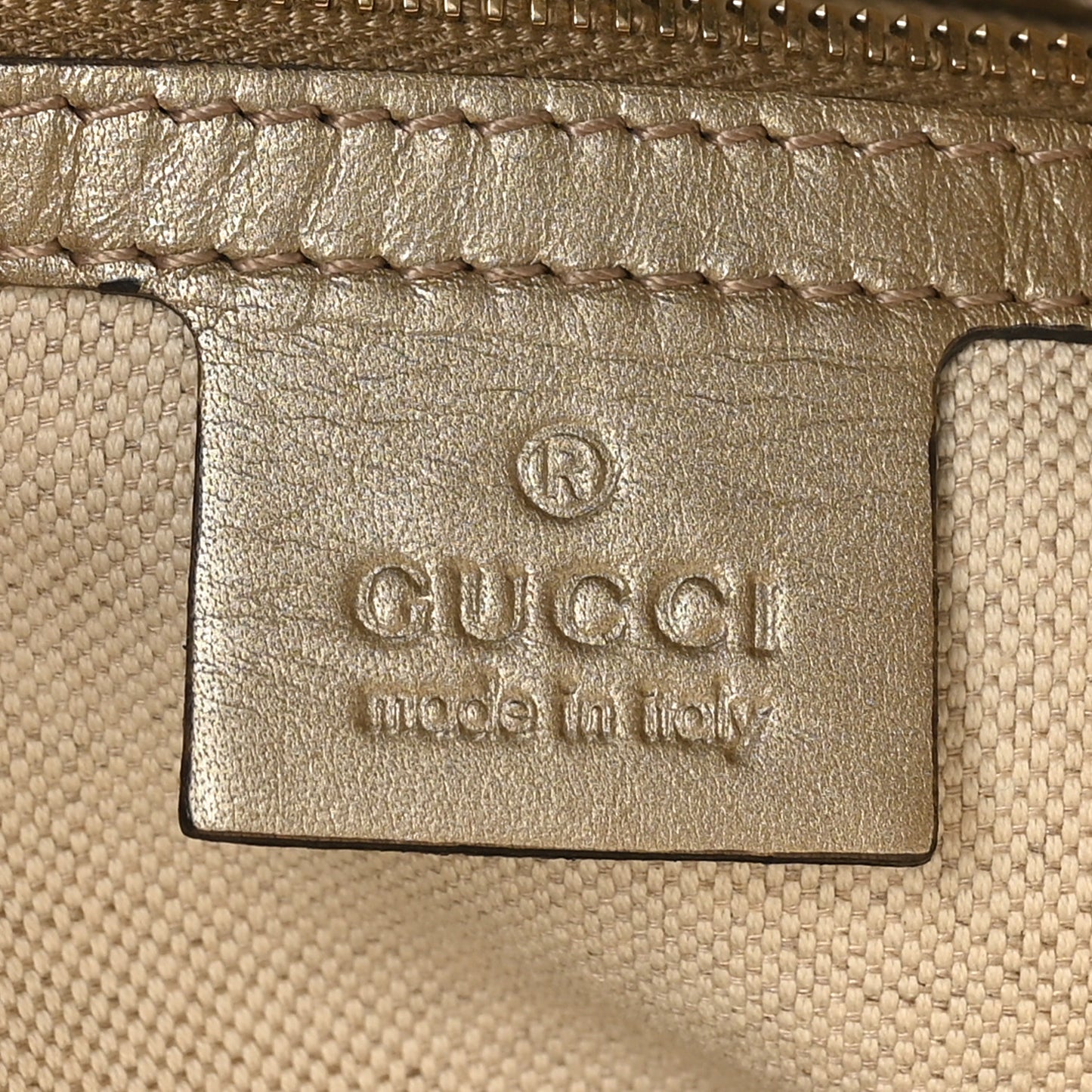 Metallic Guccissima Mayfair Top Handle Satchel  Golden Beige