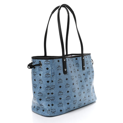 MCM Visetos Medium Project Reversible Shopper Tote Munich Blue 3 of 17