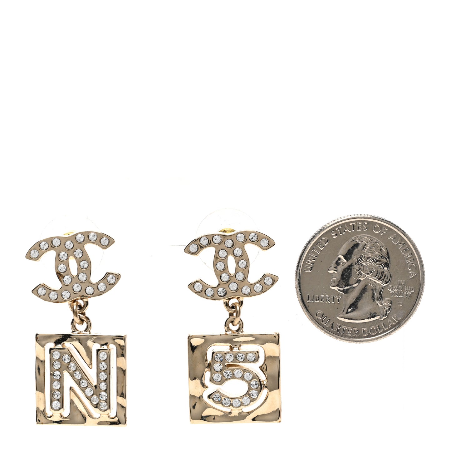 Crystal CC No 5 Drop Earrings Gold