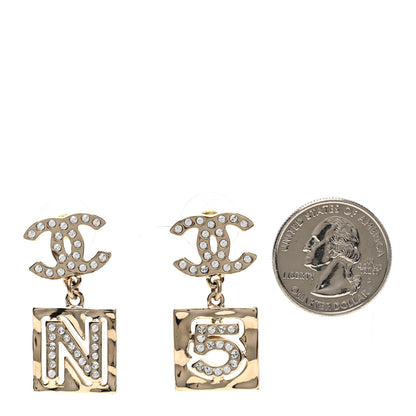 Chanel Crystal CC No 5 Drop Earrings Gold 2 of 5