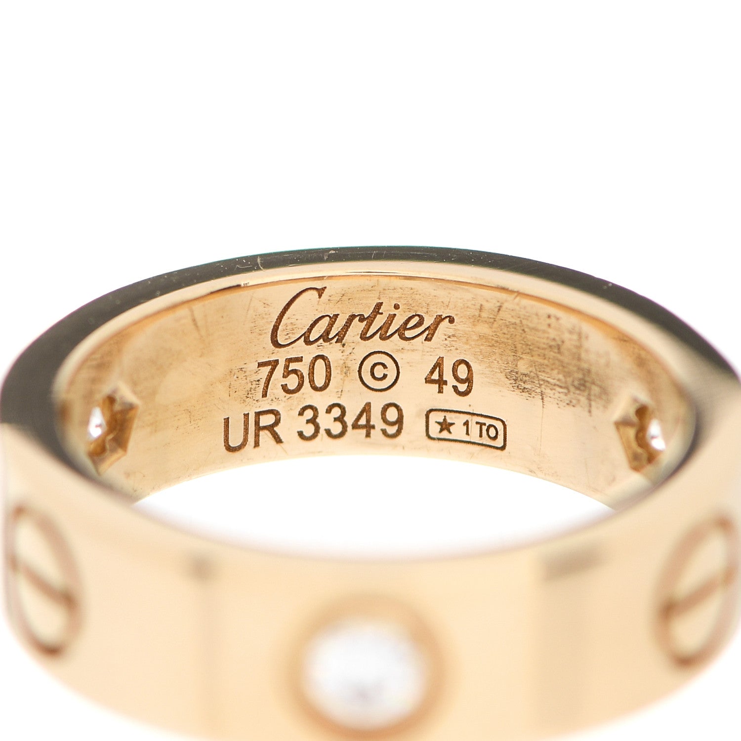 Cartier 18K Yellow Gold 3 Diamond 5.5mm LOVE Ring 49 5 4 of 5