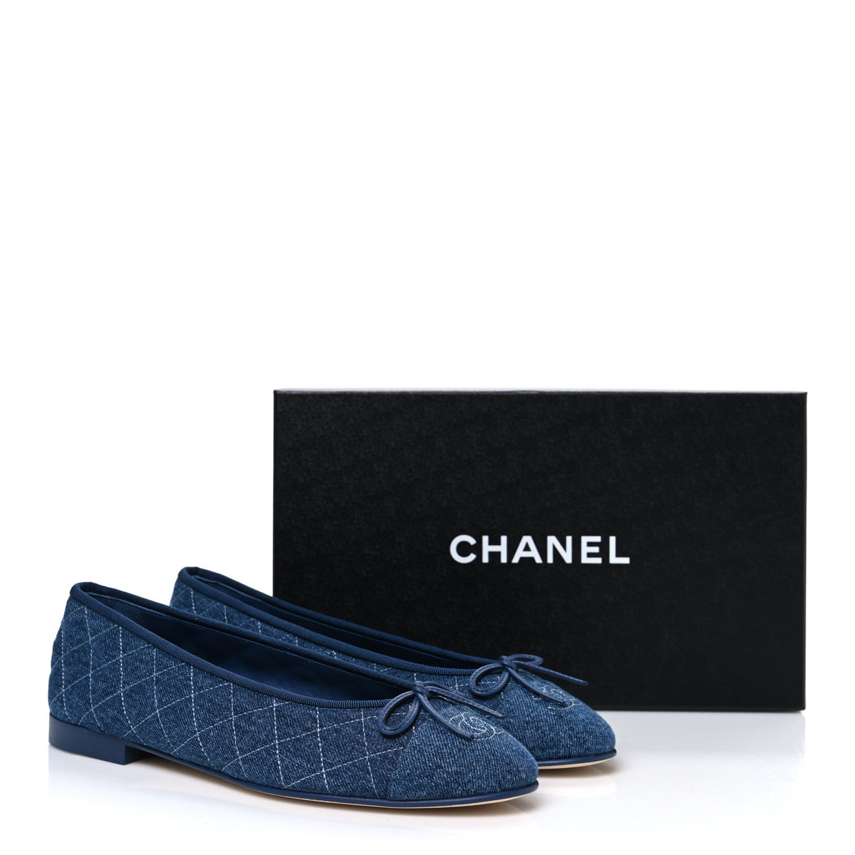 Chanel Washed Denim Quilted Cap Toe CC Ballerina Flats 41 Blue 11 of 11