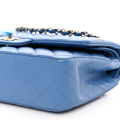 Chanel Caviar Quilted Medium Double Flap Blue 8 of 8
