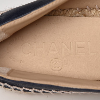 Chanel Lambskin CC Espadrilles 38 Navy Black 8 of 9