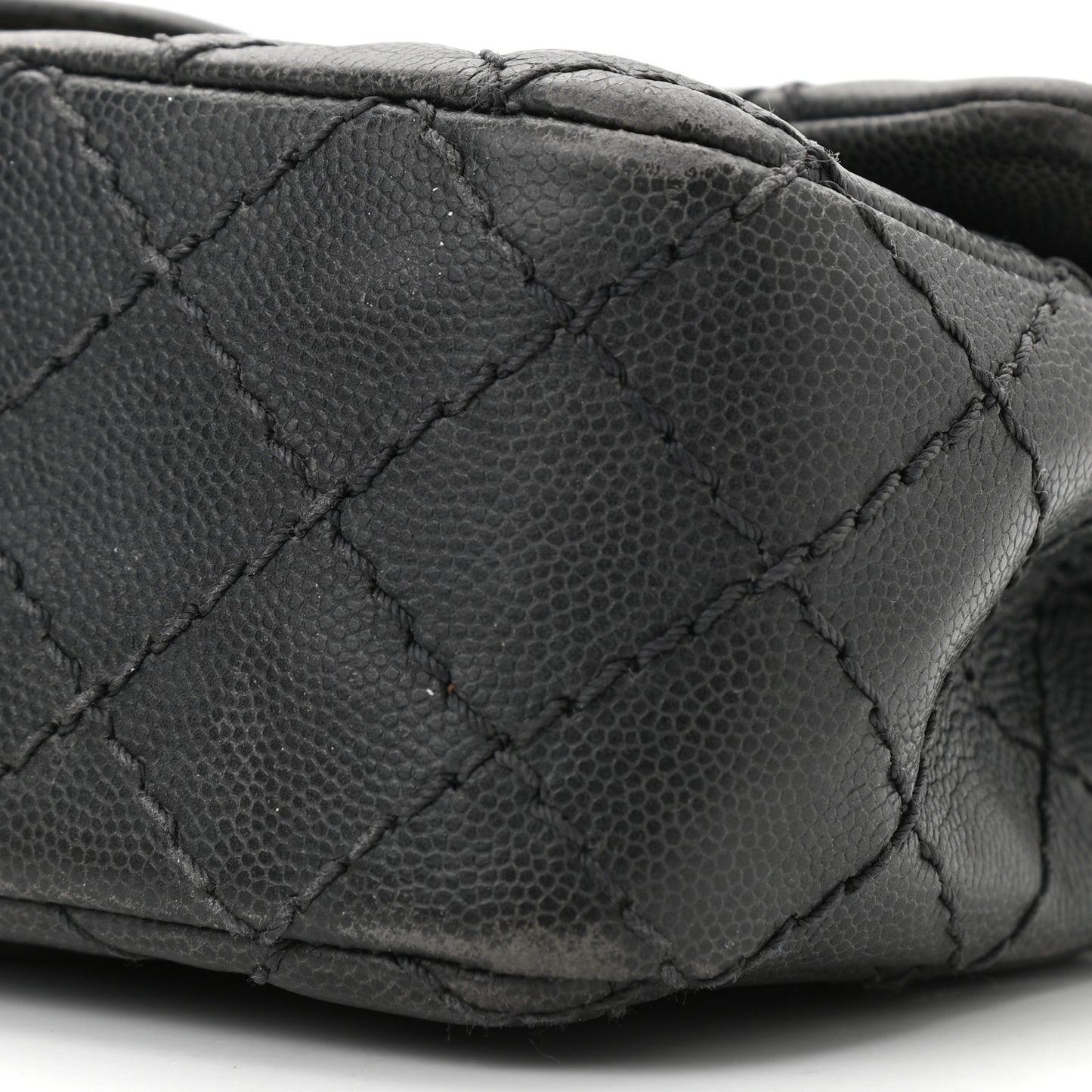 Washed Caviar Quilted Mini Rectangular Flap Charcoal