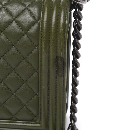 Chanel Lambskin Quilted New Medium Boy Flap Dark Green 8 of 21