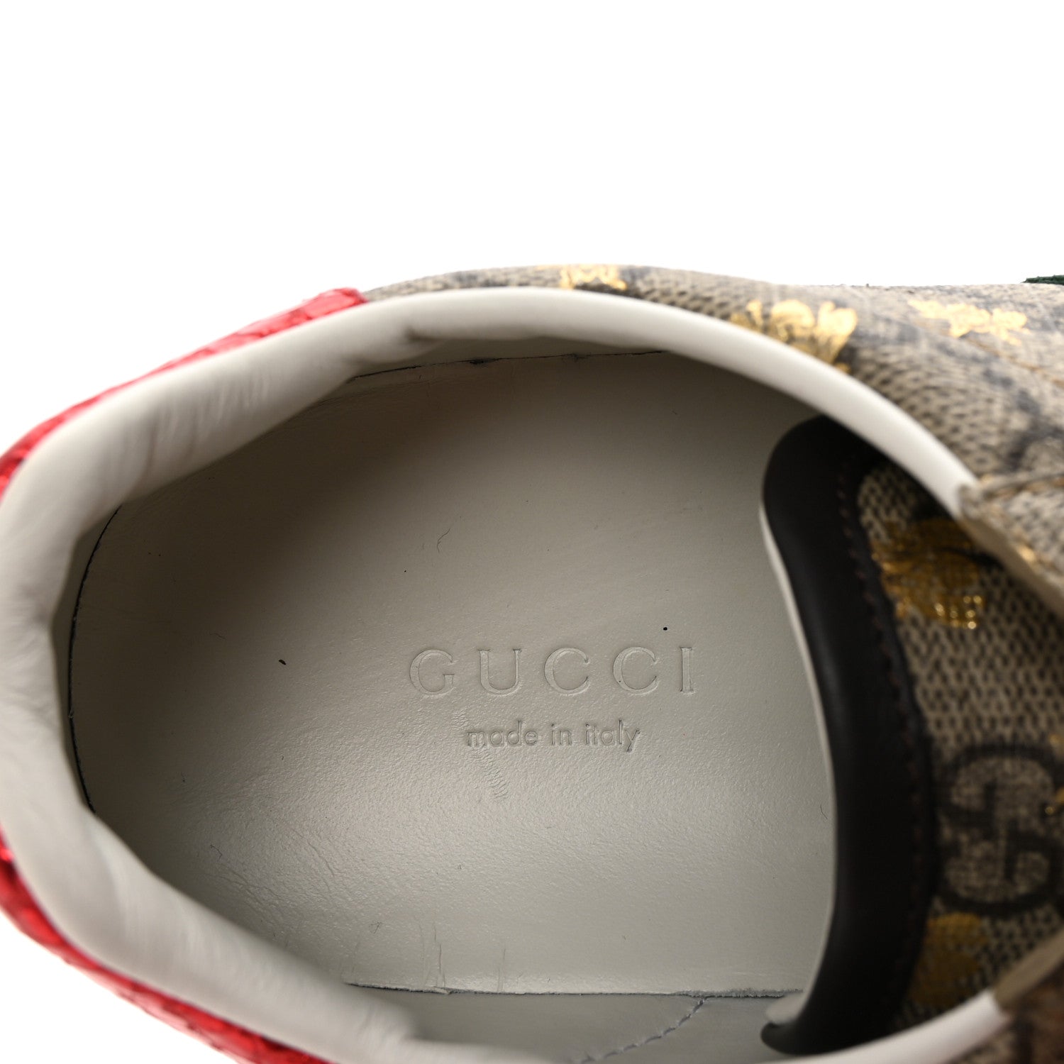 Gucci GG Supreme Monogram Bees Ayers Web Womens Ace Sneakers 37 Beige Oro Green Red 8 of 10