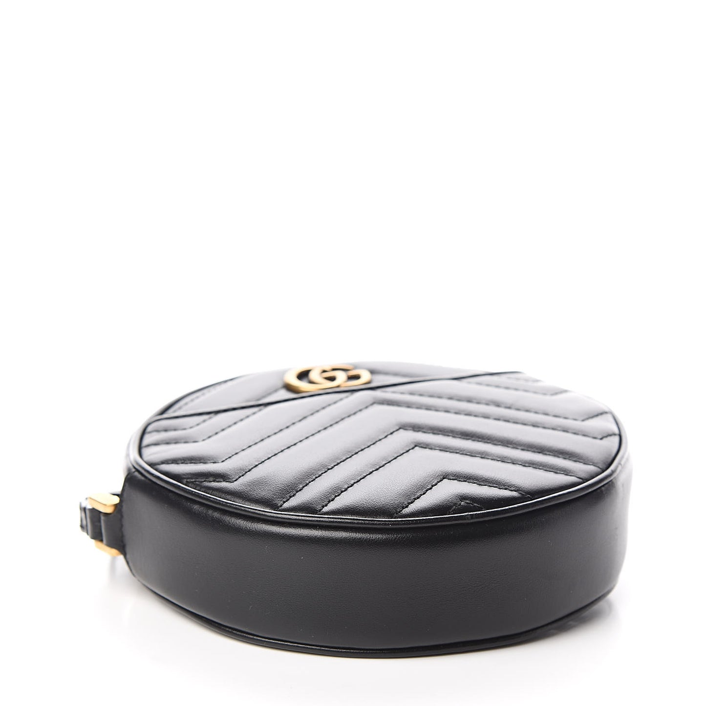 Calfskin Matelasse GG Marmont Round Wrist Wallet Black