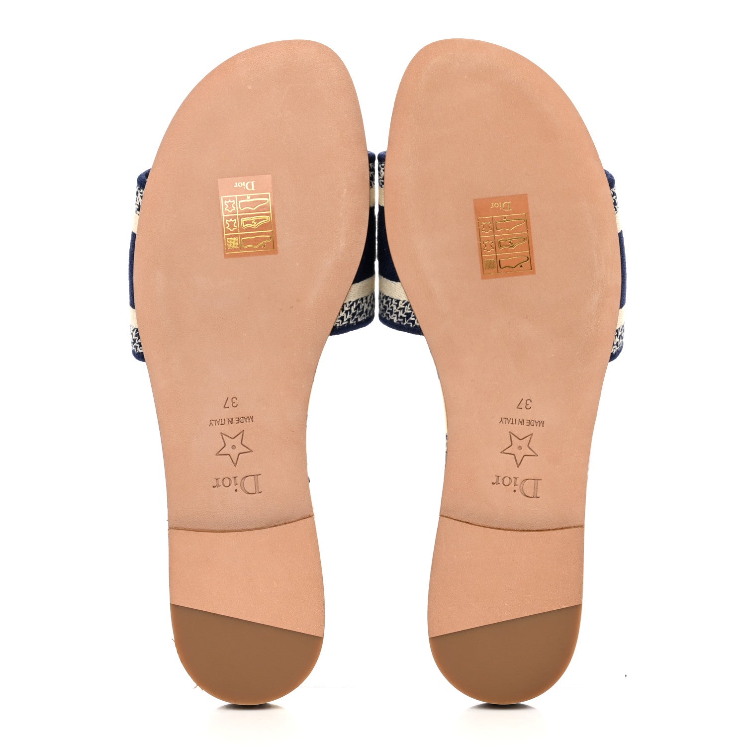 Christian Dior Canvas Toile De Jouy Embroidered Dway Flat Slide Sandals 37 Blue 5 of 8