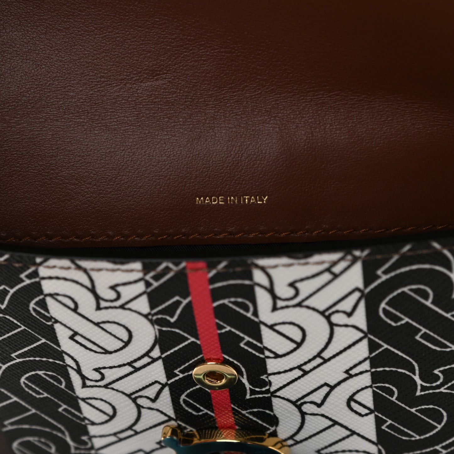 E-Canvas Monogram Stripe Small TB Bag Bridle Brown