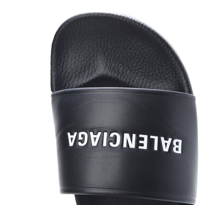Balenciaga Nappa Logo Pool Slide Sandals 42 Black White 8 of 10