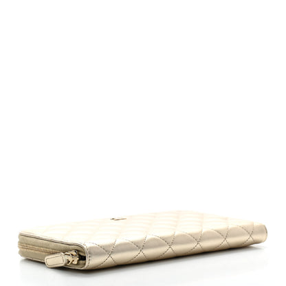Chanel Iridescent Lambskin Quilted Large Zip Around Organizer Wallet Light Gold 8 of 8