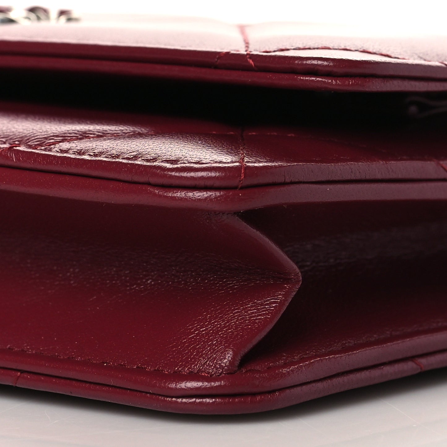 Lambskin Quilted Chanel 19 Wallet On Chain WOC Burgundy