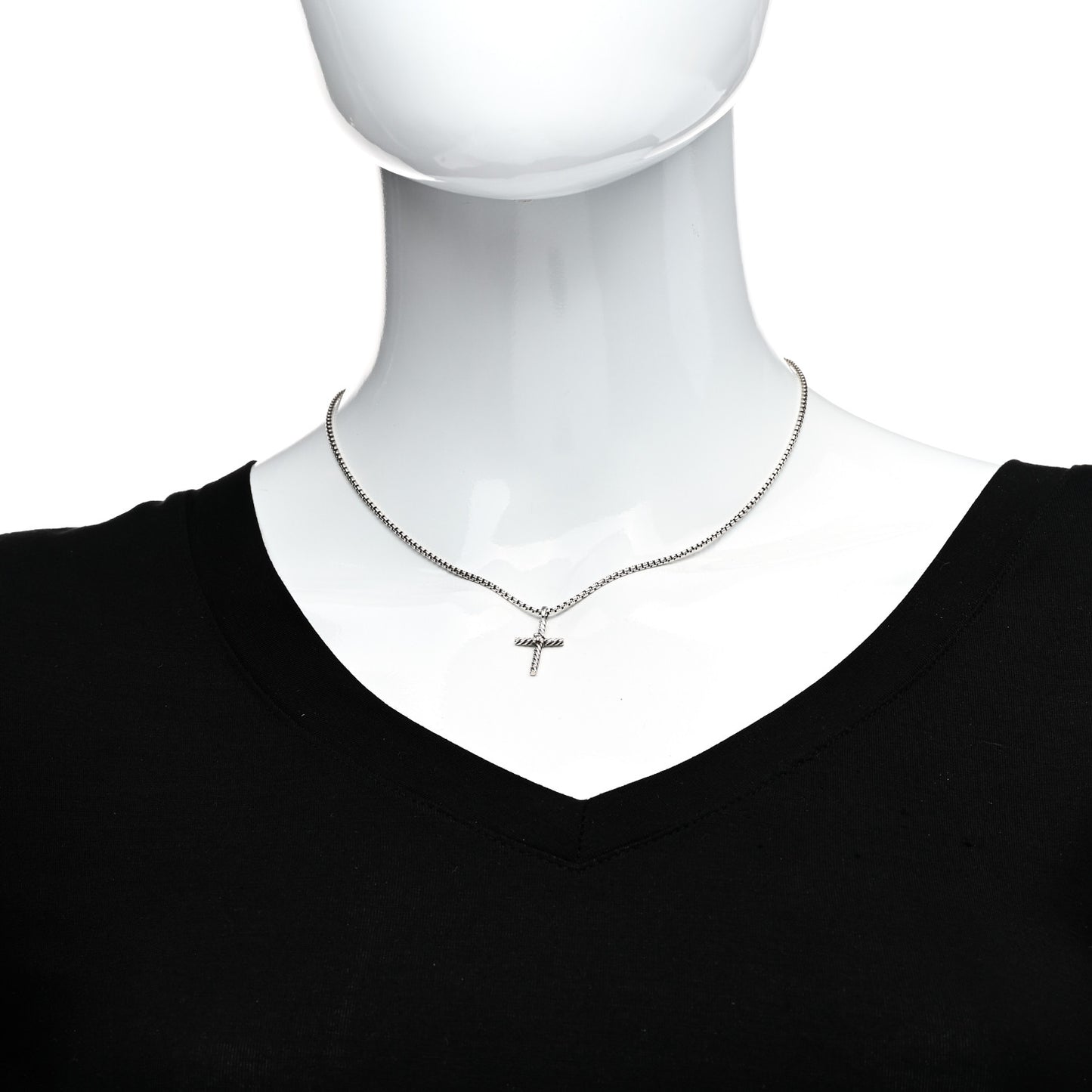 Sterling Silver Diamond Cable Classics Cross Necklace