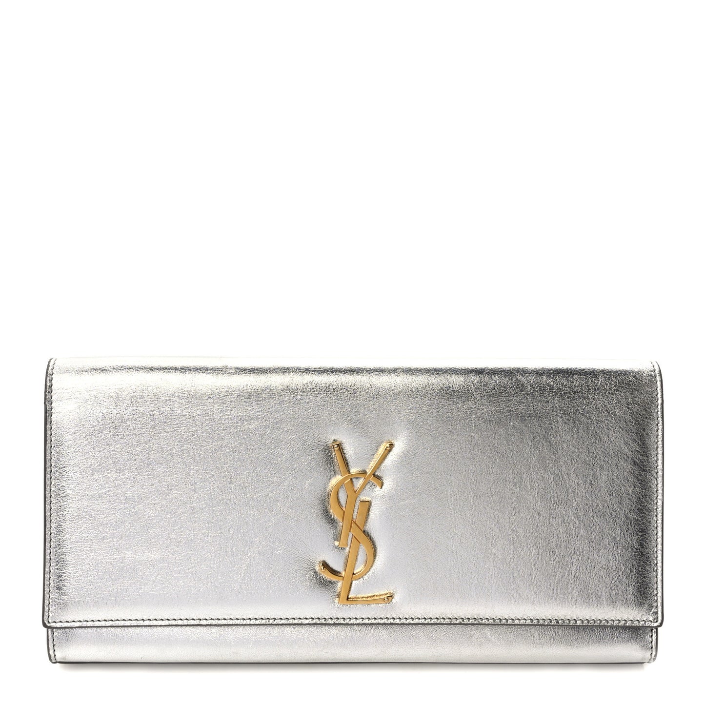 Metallic Calfskin Classic Monogram Cassandre Clutch Silver