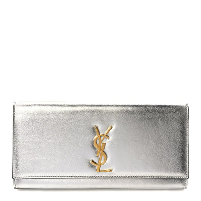 Saint Laurent Metallic Calfskin Classic Monogram Cassandre Clutch Silver 1 of 8