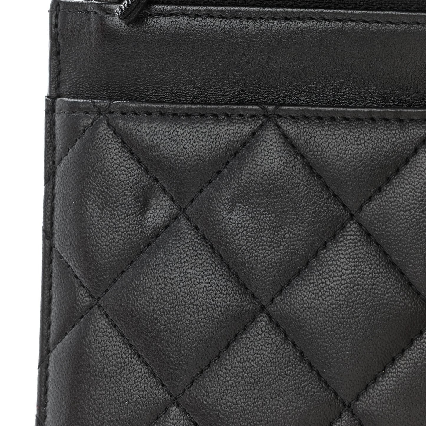 Lambskin Quilted Wallet On Chain WOC Black