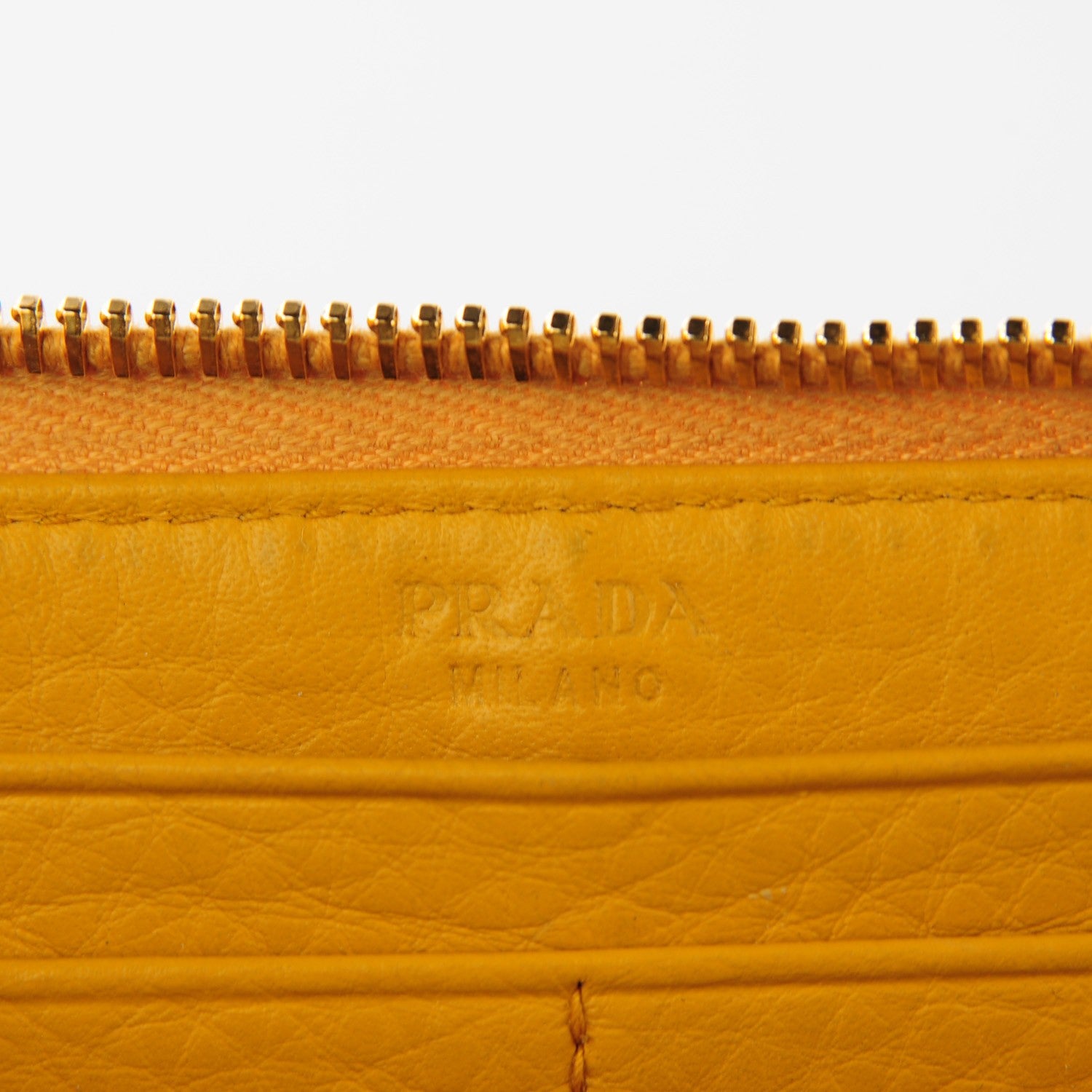 Prada Vitello Daino Zip Around Continental Wallet Mimosa 6 of 9