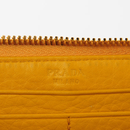 Prada Vitello Daino Zip Around Continental Wallet Mimosa 6 of 9