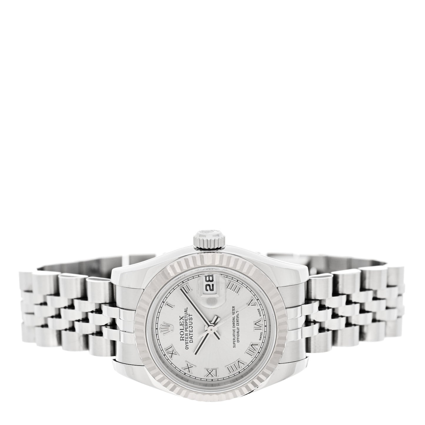 Stainless Steel 18K White Gold 26mm Oyster Perpetual Datejust Watch Silver Roman 179174
