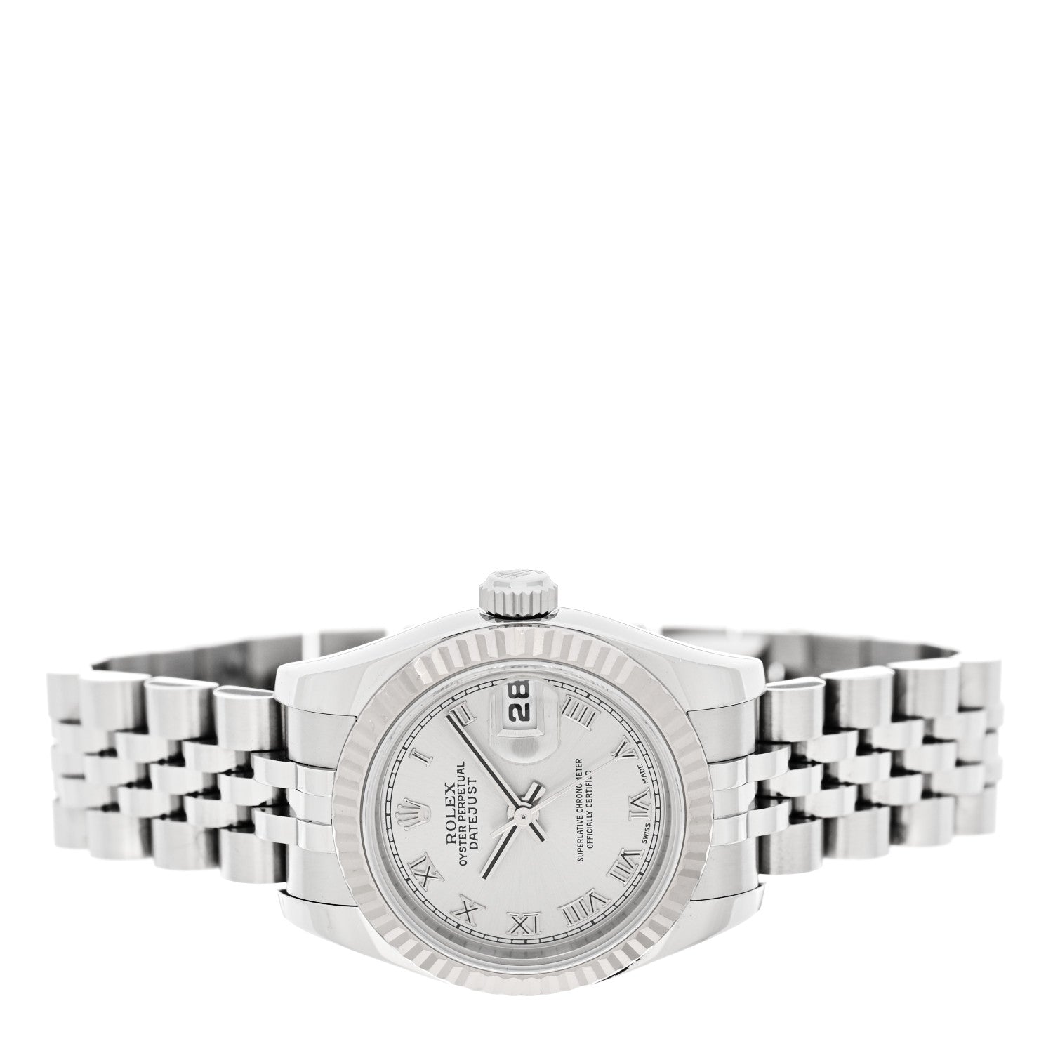Rolex Stainless Steel 18K White Gold 26mm Oyster Perpetual Datejust Watch Silver Roman 179174 2 of 4