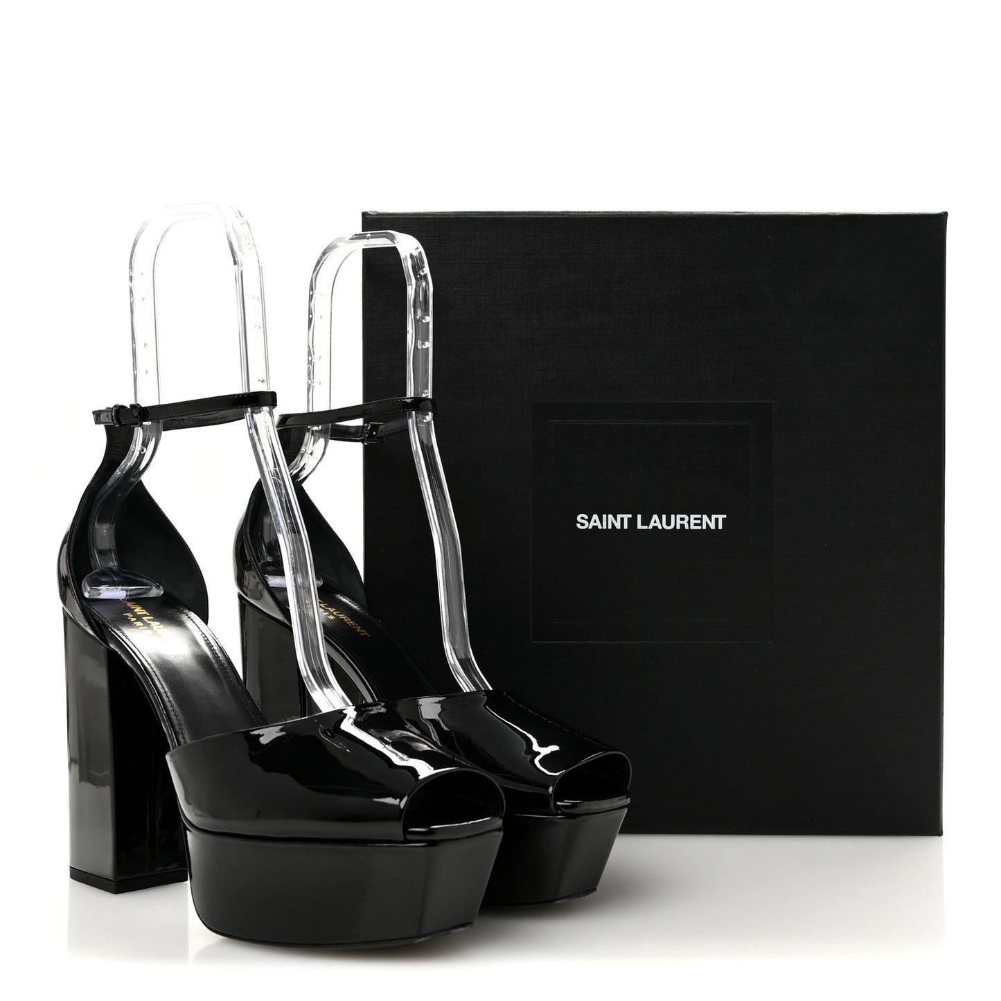 Patent Farrah 80 Platform Sandals 40 Black