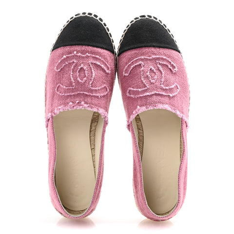 Linen CC Espadrilles 36 Pink Black