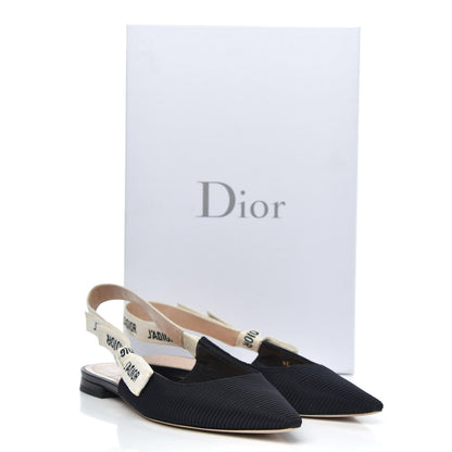 Christian Dior Technical Canvas Ribbon J'Adior Slingback Ballet Flats 37 Black 10 of 10
