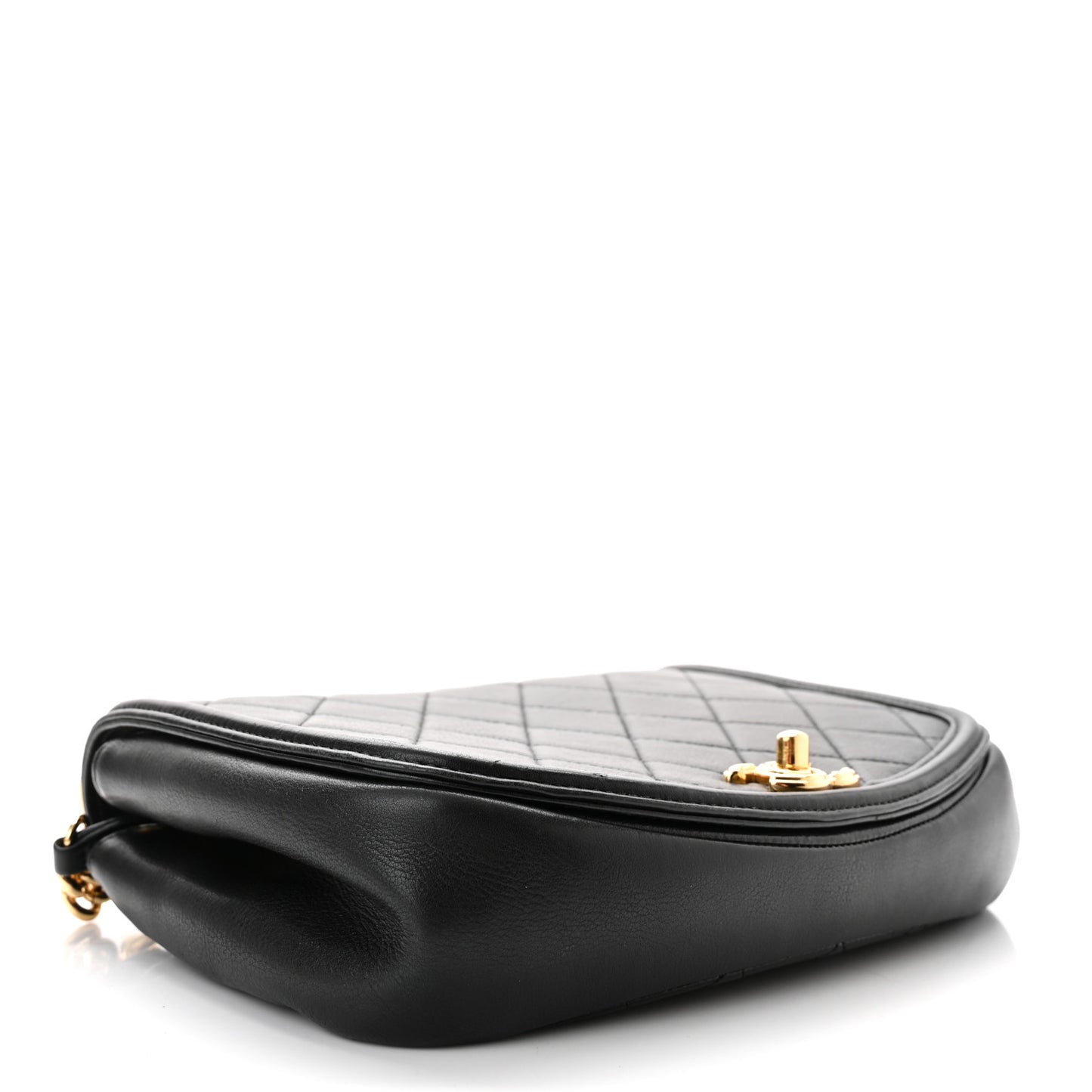 Calfskin Quilted Underline Flap Black