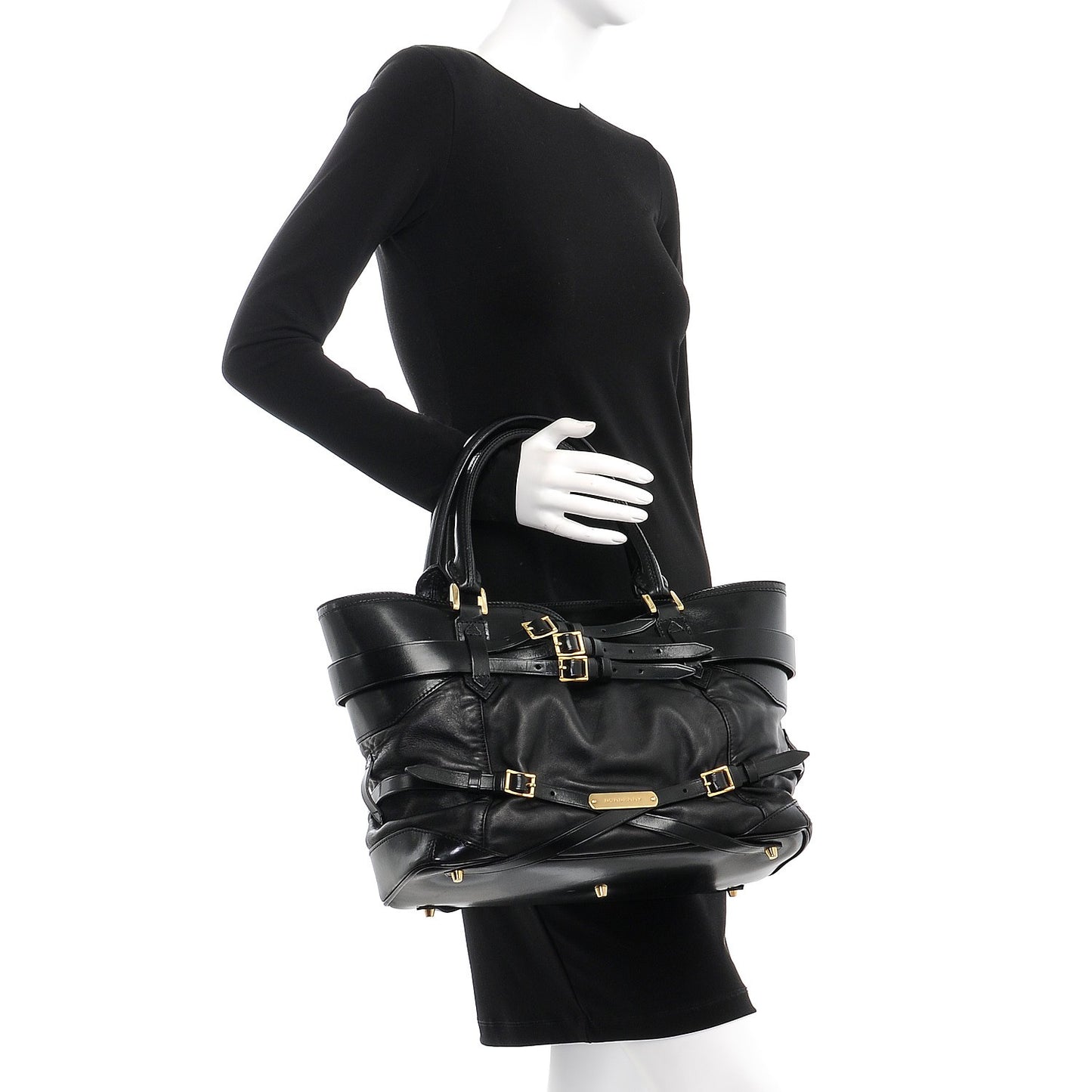 Lambskin Bridle Calfskin Medium Landscape Lynher Tote Black