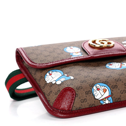 Gucci X DORAEMON Mini Vintage GG Supreme Monogram Web Slim Belt Bag Beige Cherry Red 9 of 12
