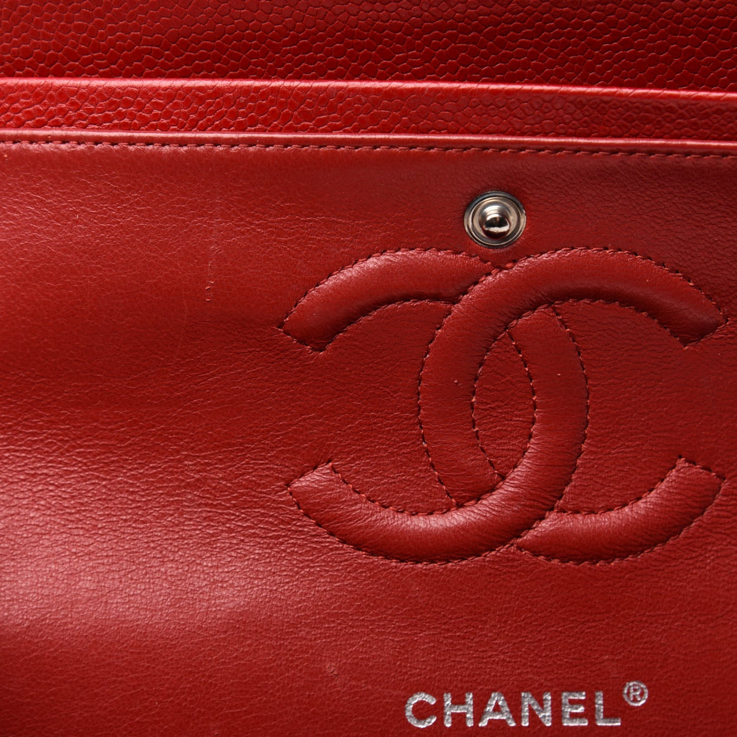 Caviar Quilted Medium Double Flap Red