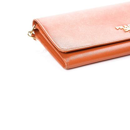 Prada Saffiano Metal Oro Chain Wallet Papaya 5 of 11