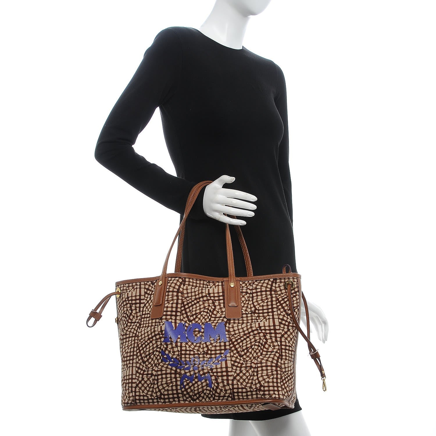 MCM Visetos Medium Liz Reversible Shopper Tote Cognac 2 of 16
