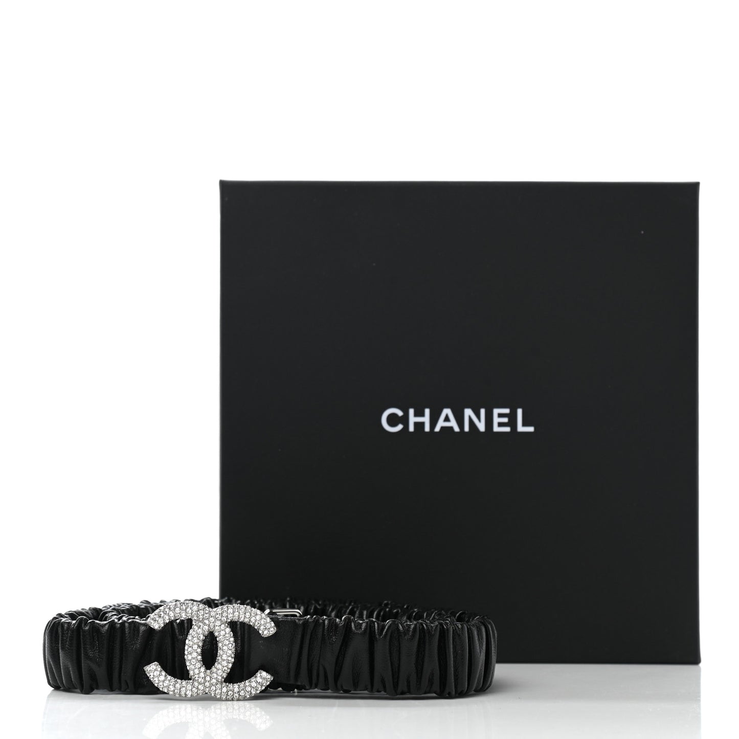 Calfskin Crystal CC Belt 80 Black