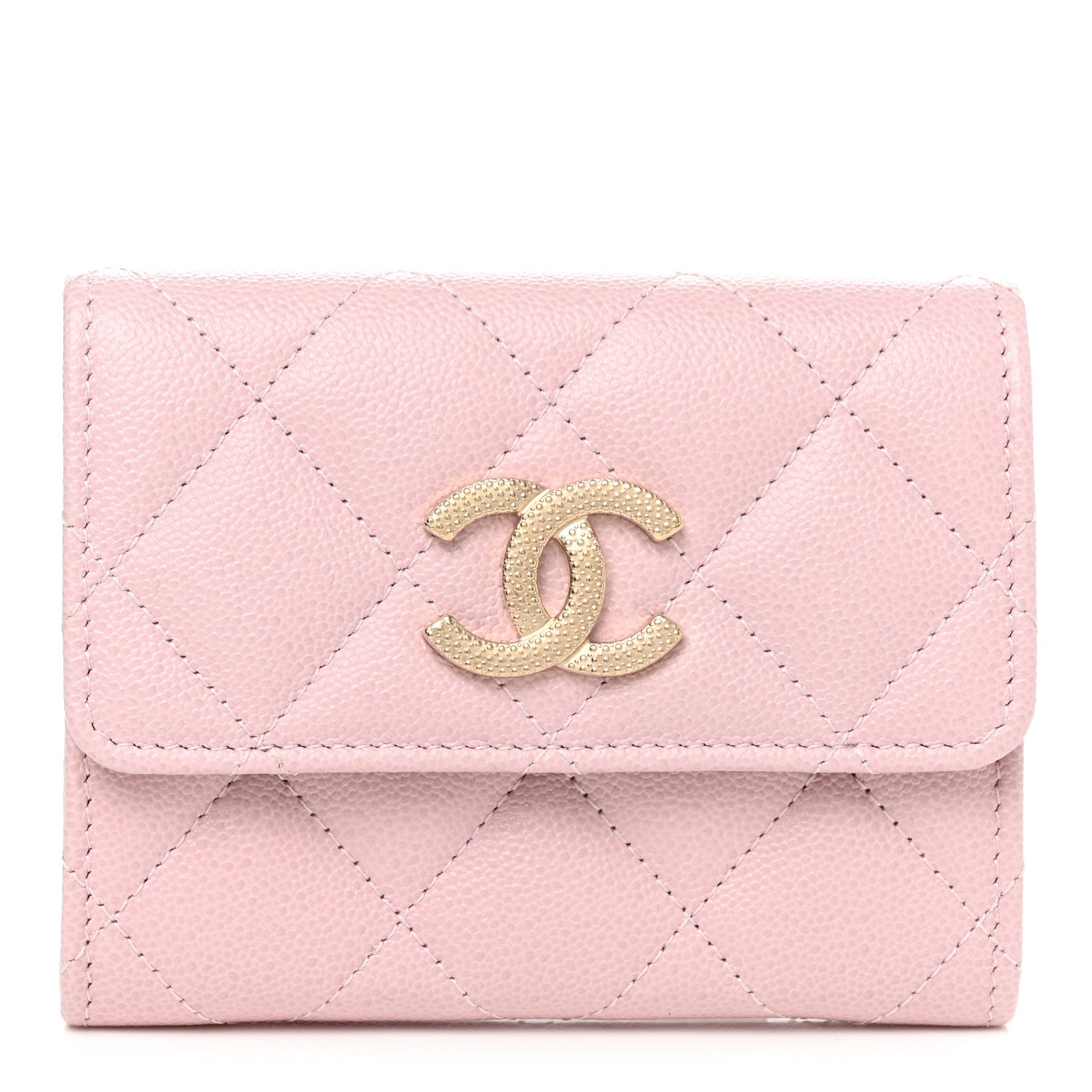 Chanel Caviar Quilted Studded CC Flap Card Holder Light Pink 1 of 9