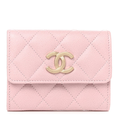 Chanel Caviar Quilted Studded CC Flap Card Holder Light Pink 1 of 9