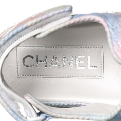 Chanel Printed Fabric Quilted Dad Sandals 36 Green Pink Blue 9 of 13