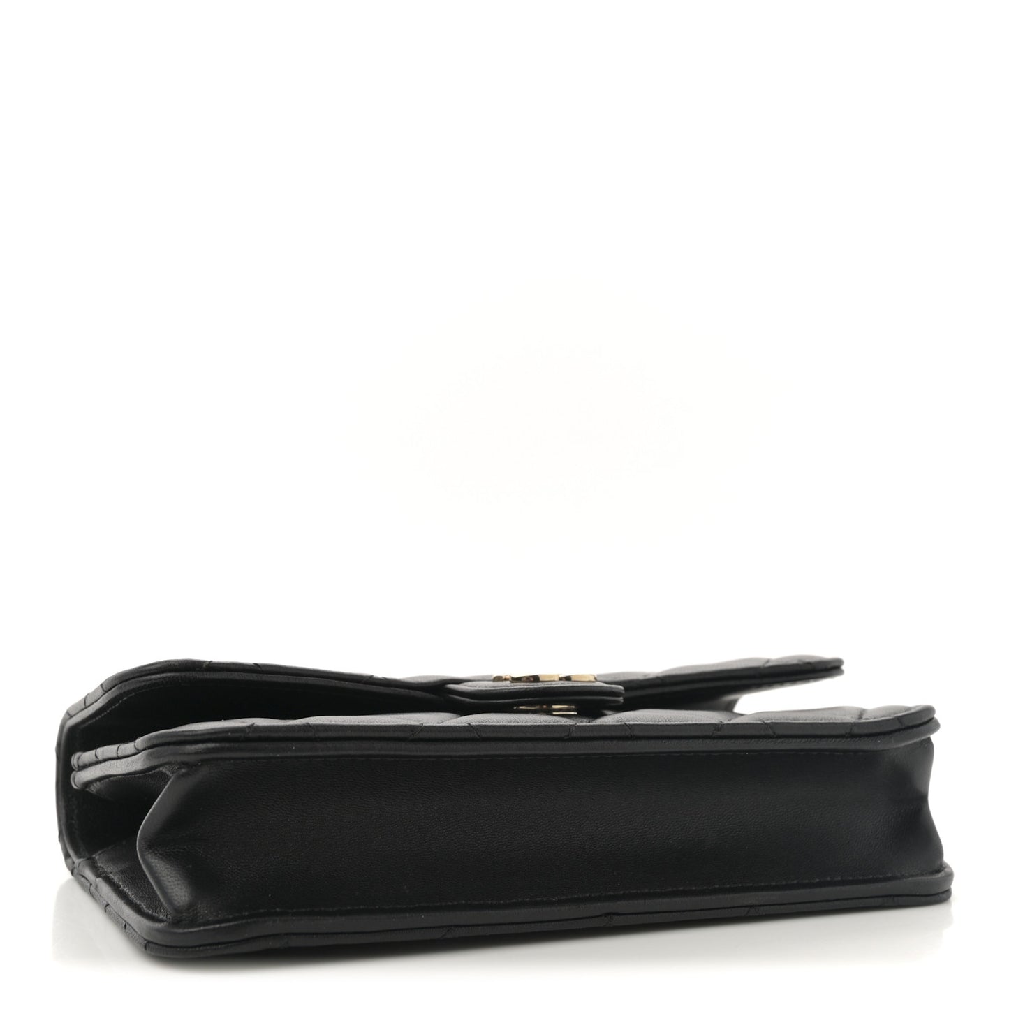 Lambskin Quilted Flap Phone Holder With Chain Black